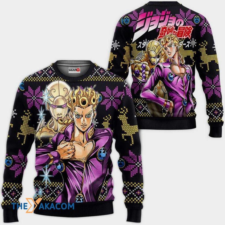 Giorno Giovanna JJBA Custom Gift For Fan Anime Christmas Ugly Sweater