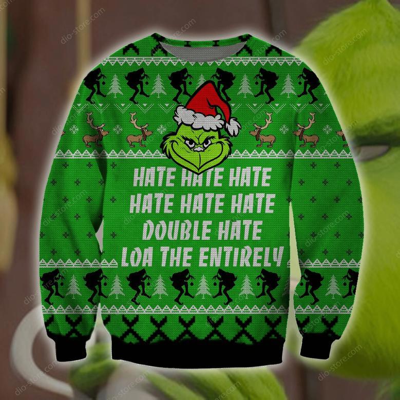 Grinch Ugly Sweater Hate Hate Hate Double Hate Loa The Entirely Green Ugly Sweater