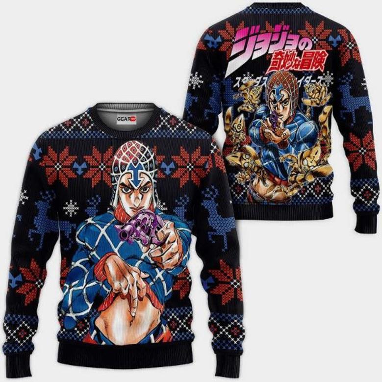 Guido Mista Anime Jjba Xmas Ugly Christmas Knitted Sweater