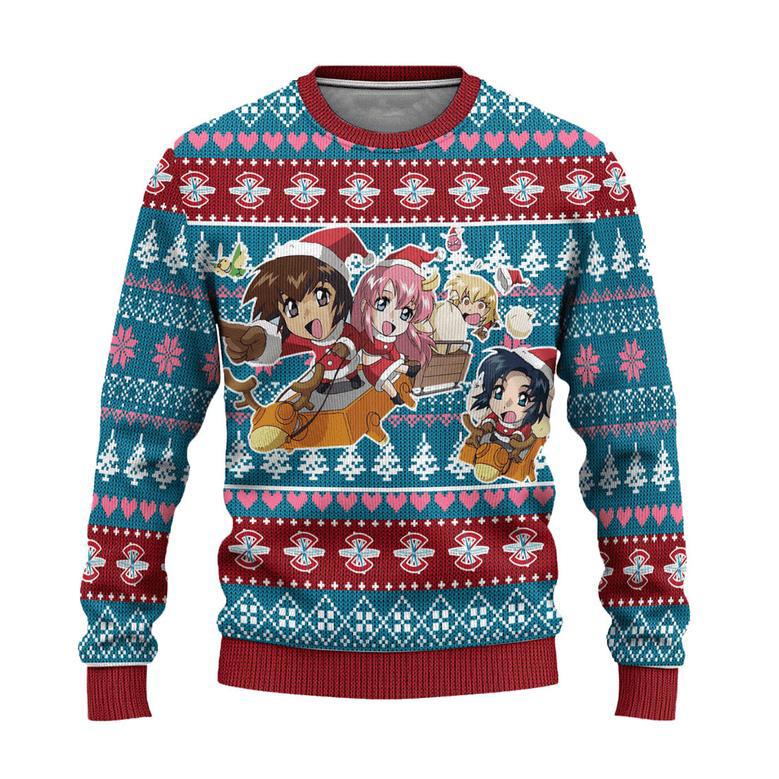 Gundam Team Anime Ugly Christmas Sweater Custom Chibi Xmas Gift