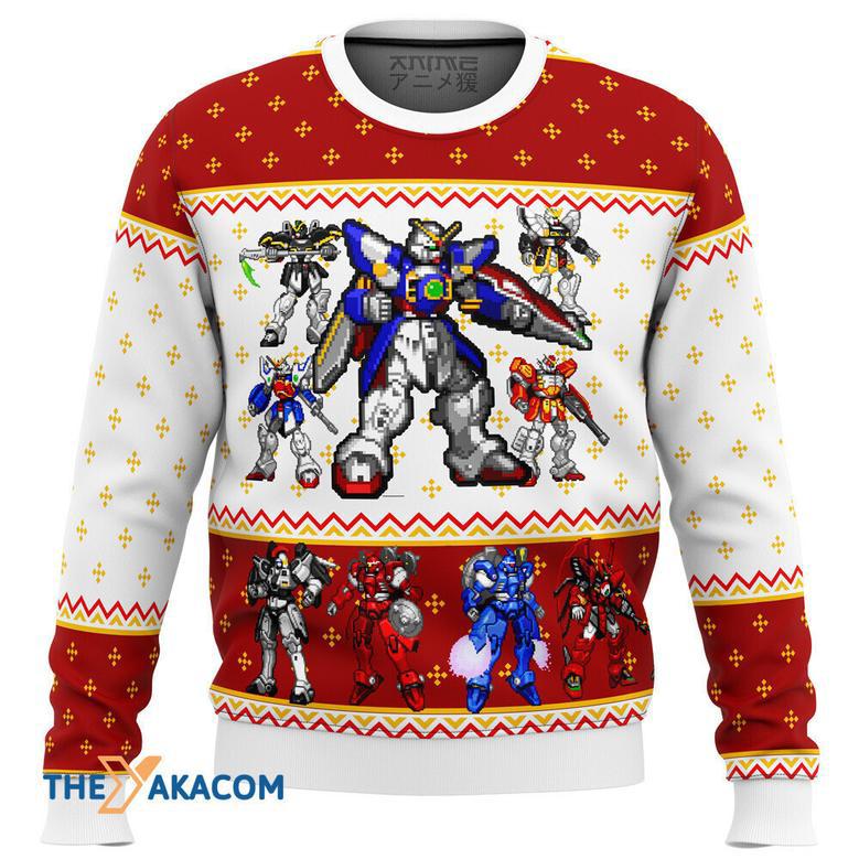 Gundam Wing Sprites Gift For Fan Anime Christmas Ugly Sweater