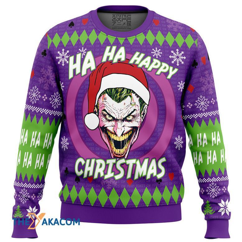 Ha ha ha happy Christmas Joker Gift For Fan Anime Christmas Ugly Sweater