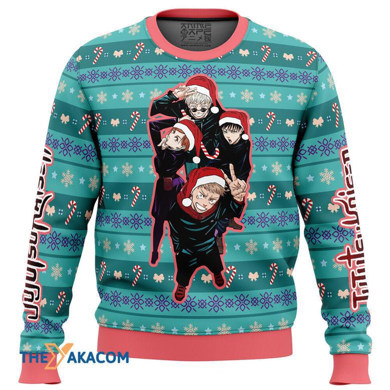 Happy Dub Cast Jujutsu Kaisen Gift For Fan Anime Christmas Ugly Sweater