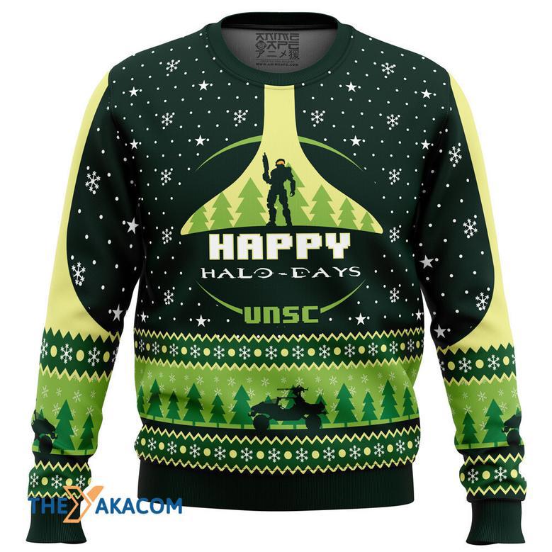 Happy Halo-days Halo Gift For Fan Anime Christmas Ugly Sweater