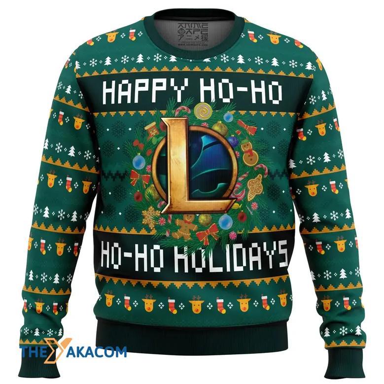 Happy Ho-Ho-Ho Holidays League of Legends Gift For Fan Anime Christmas Ugly Sweater