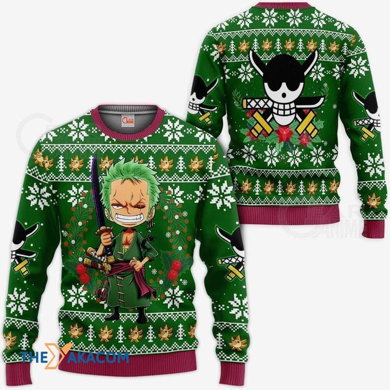 Happy Zoro One Piece Anime Custom Gift For Fan Anime Christmas Ugly Sweater