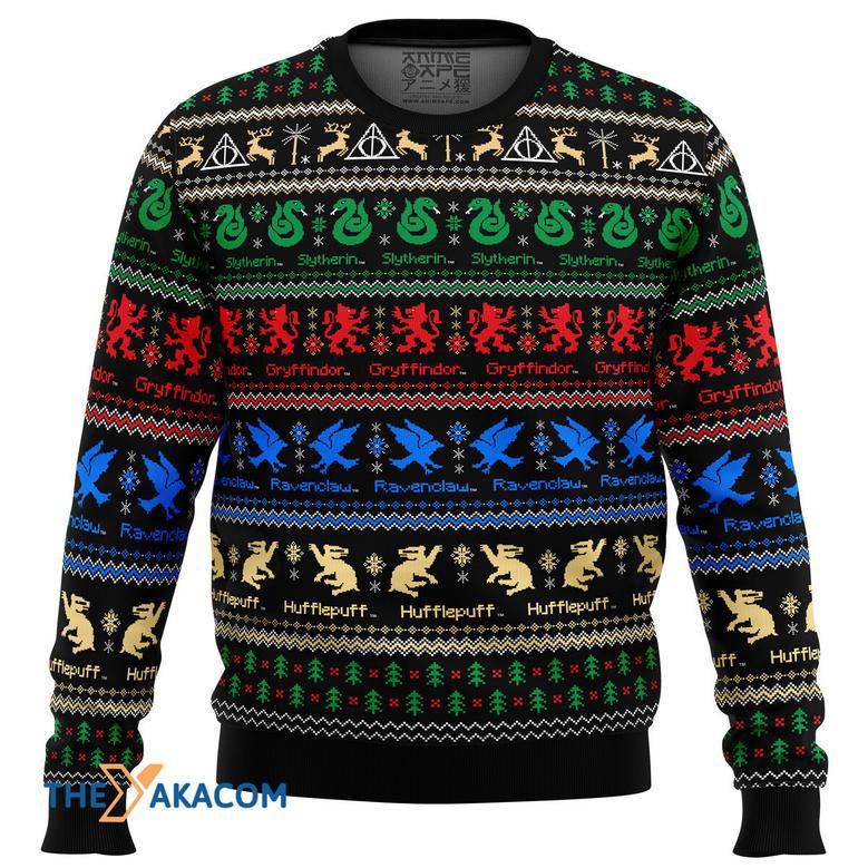 Harry Potter Hogwarts Houses Gift For Fan Anime Christmas Ugly Sweater