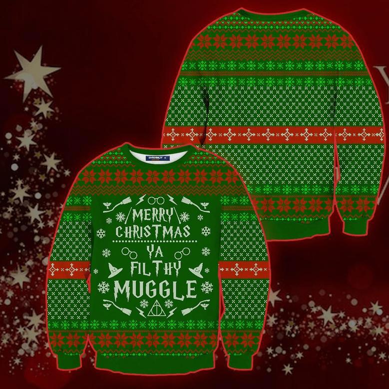 Harry Pottrt Christmas Sweater Harry Pottrt Merry Christmas Ya Filthy Muggle Green Ugly Sweater