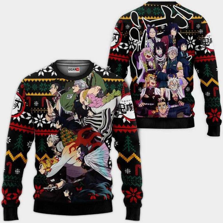 Hashira Team Anime Kimetsu Xmas Ugly Christmas Knitted Sweater