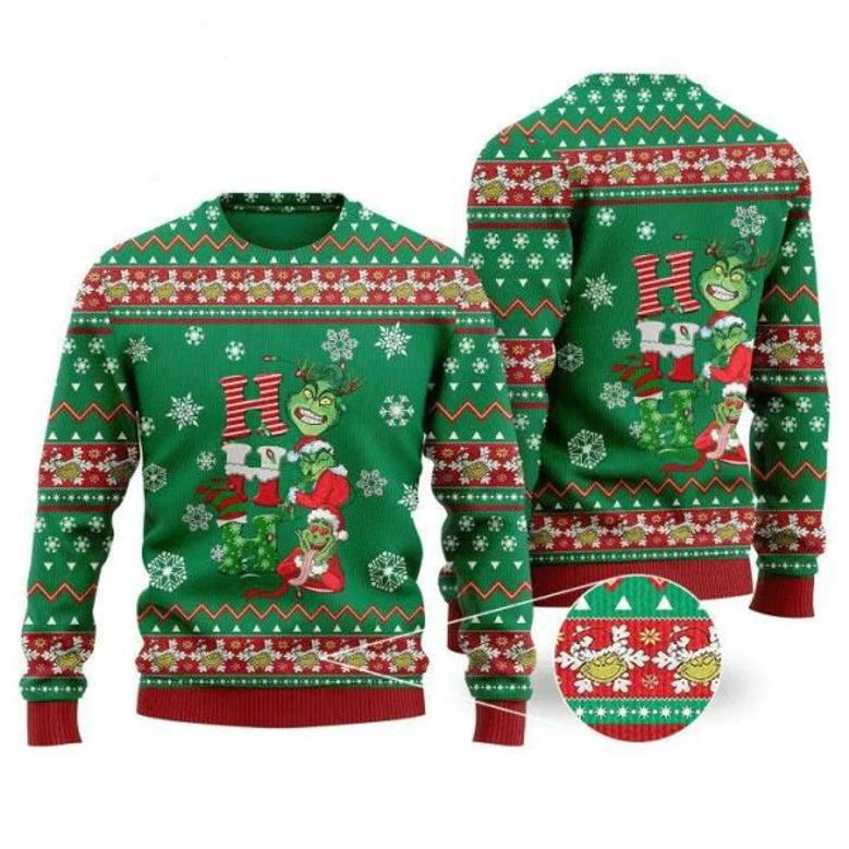 Ho Ho Ho Grinch Christmas Ugly Wool Sweater Christmas Gift For Kid Adult .png