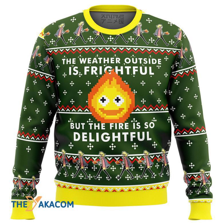 HOWLS MOVING CASTLE Calcifer Fire is so Delightful Gift For Fan Anime Christmas Ugly Sweater