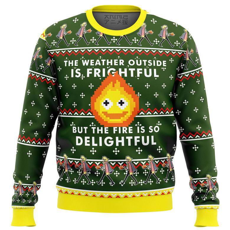 HOWLS MOVING CASTLE Calcifer Fire is so Delightful Ugly Christmas Sweater