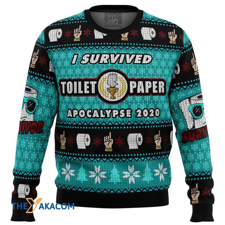 I Survived Toilet Paper Apocalypse Gift For Fan Anime Christmas Ugly Sweater