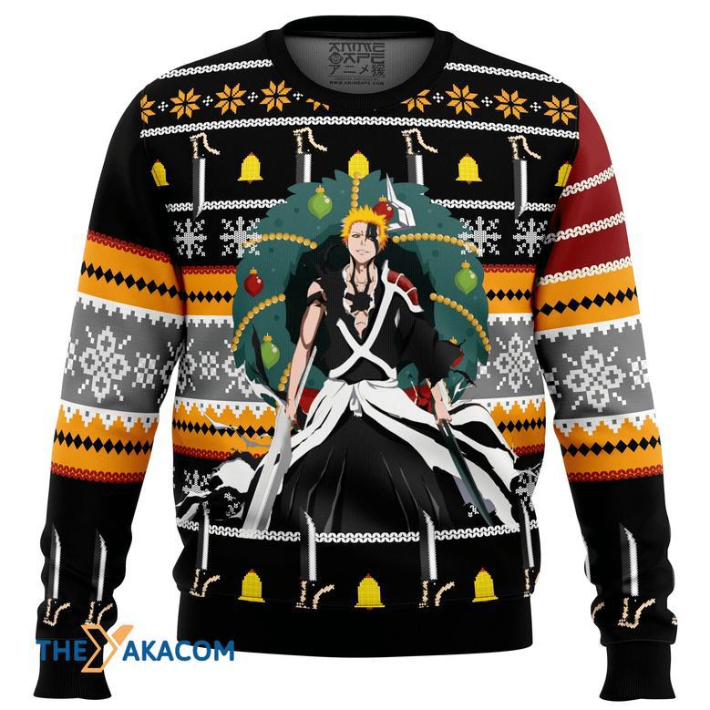 Ichigo True Bankai Bleach Gift For Fan Anime Christmas Ugly Sweater