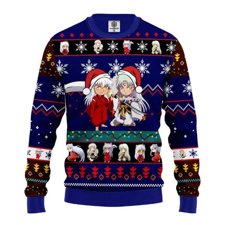 Inuyasha And His Brother Anime Chibi Christmas Ugly Knitted Sweater