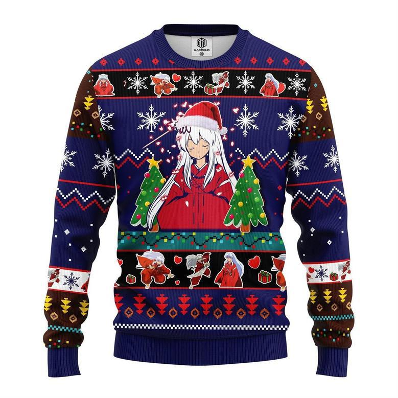 Inuyasha Anime Ugly Christmas Sweatshirt Blue