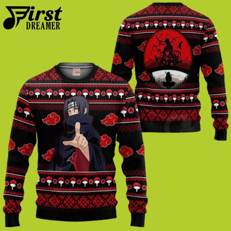 Itachi Ugly Chrismast Sweater Akatsuki Anime Xmas Gift Akatsuki Ugly Chrismast Sweater - The First