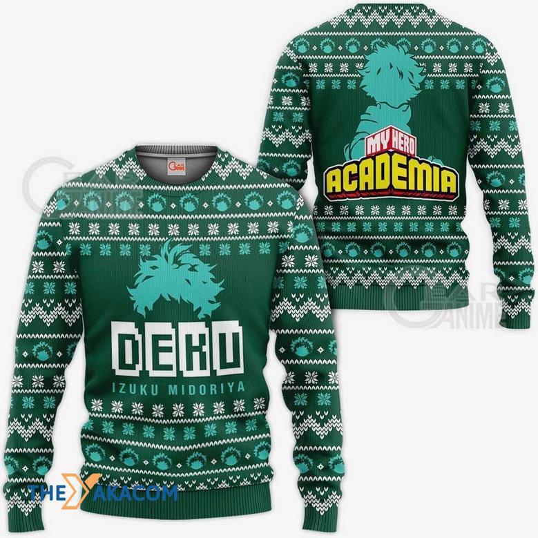 Izuku Midoriya Deku Anime Head My Hero Academia Custom Gift For Fan Anime Christmas Ugly Sweater