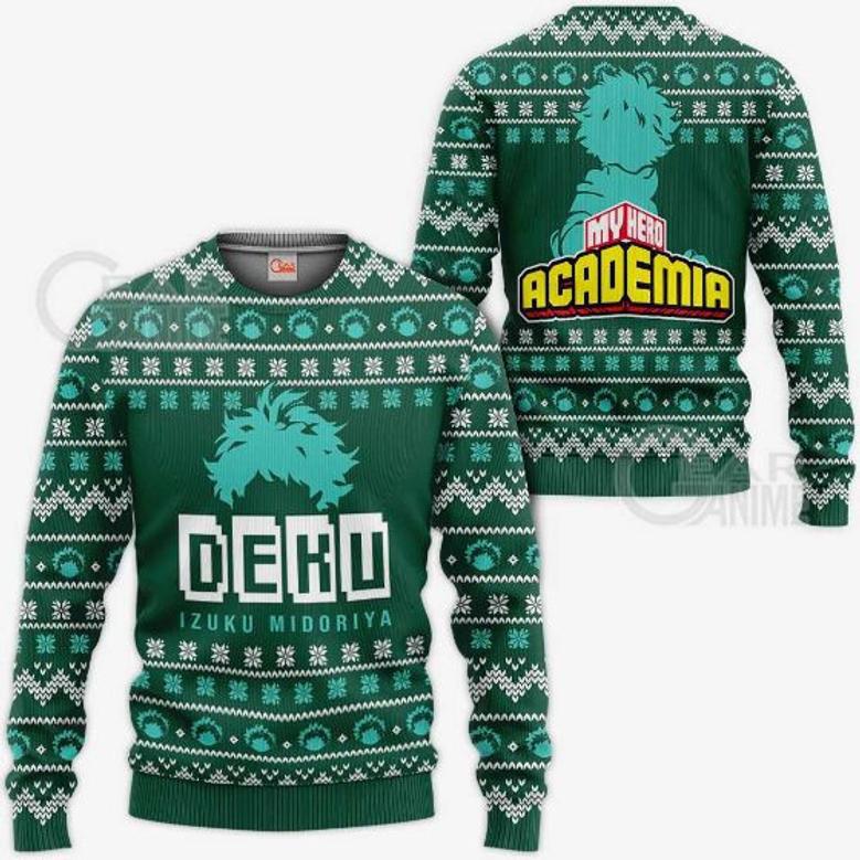 Izuku Midoriya Ugly Christmas Deku My Hero Academia Xmas Knitted Sweater