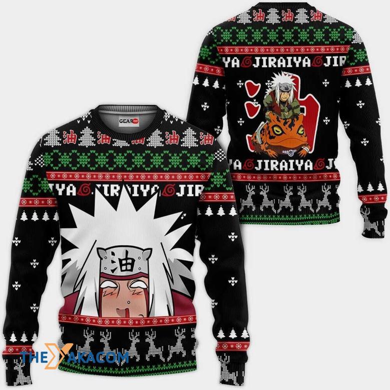 Jiraiya Pervy Sage Naruto Anime Black Custom Gift For Fan Anime Christmas Ugly Sweater