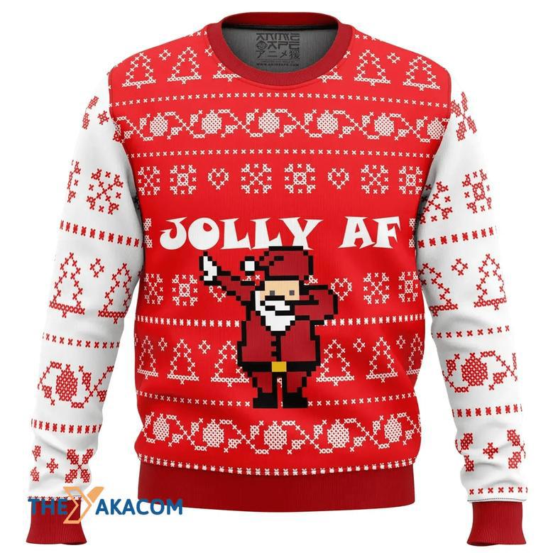 Jolly AF Gift For Fan Anime Christmas Ugly Sweater