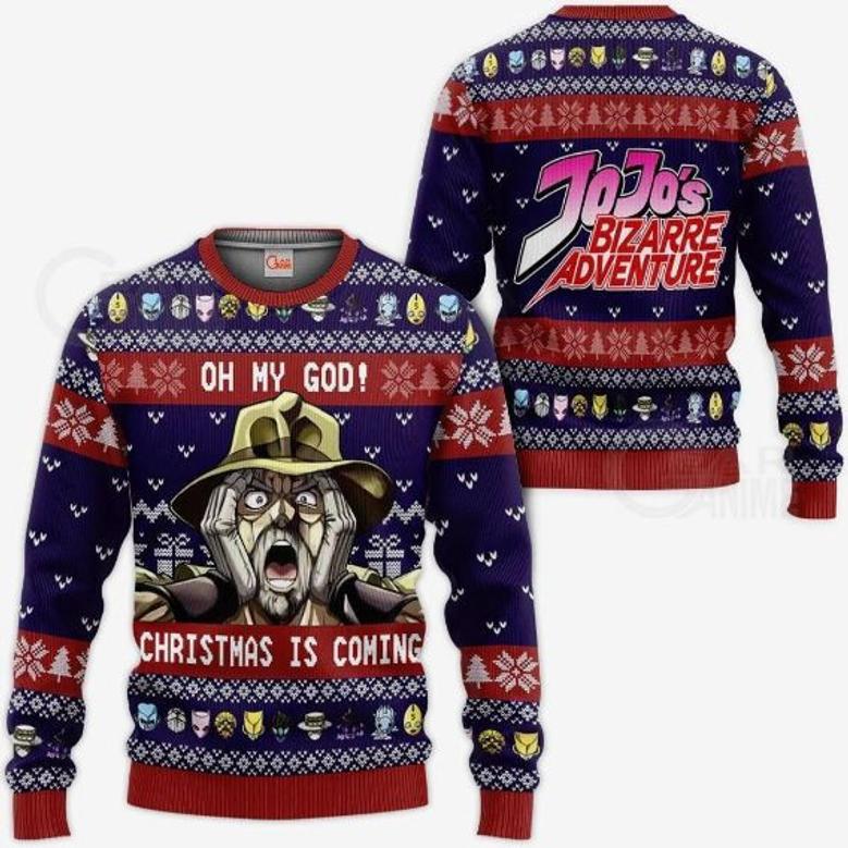 Joseph Joestar Oh My God Jj's Anime Ugly Christmas Knitted Sweater