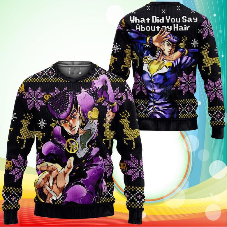 Josuke Higashikata Ugly Christmas Sweater Anime Jojo's Bizzare Adventure Xmas Gifts