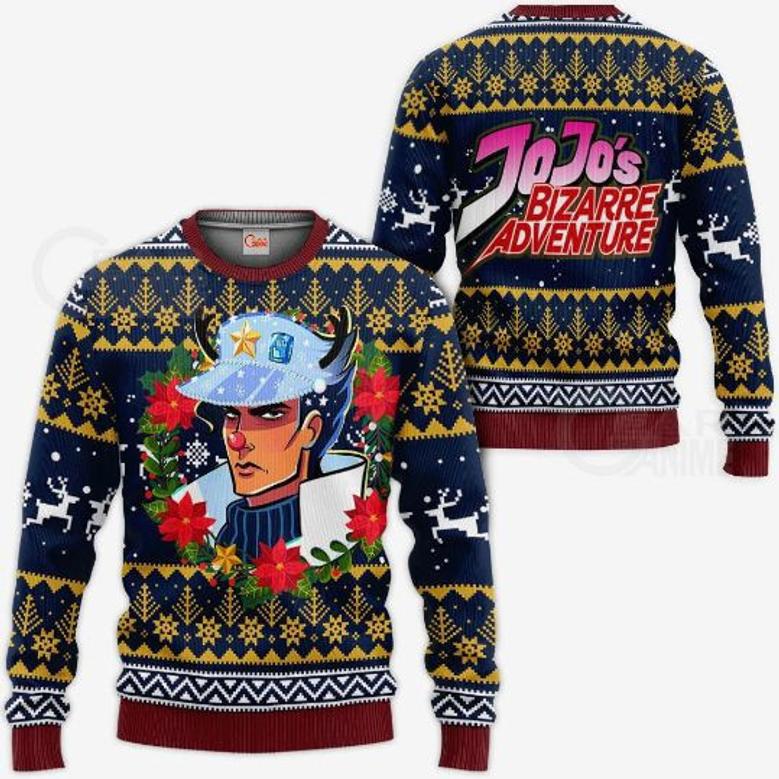 Jotaro Kujo Ugly Christmas Jojo's Bizarre Adventure Anime Knitted Sweater