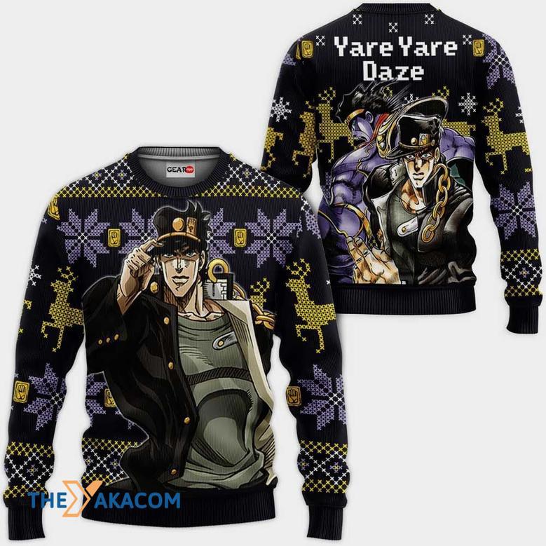 Jotaro Kujo Yare Yare Daze Custom Gift For Fan Anime Christmas Ugly Sweater