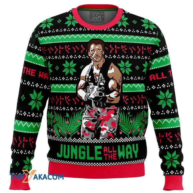 Jungle All The Way Arnold Schwarzenegger Gift For Fan Anime Christmas Ugly Sweater