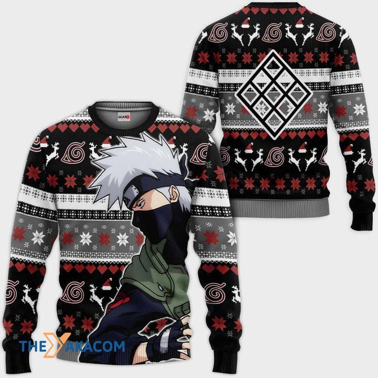 Kakashi Hatake Black Custom With Pattern Gift For Fan Anime Christmas Ugly Sweater