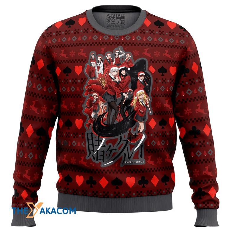 Kakegurui Hyakkaou Private Academy Gift For Fan Anime Christmas Ugly Sweater