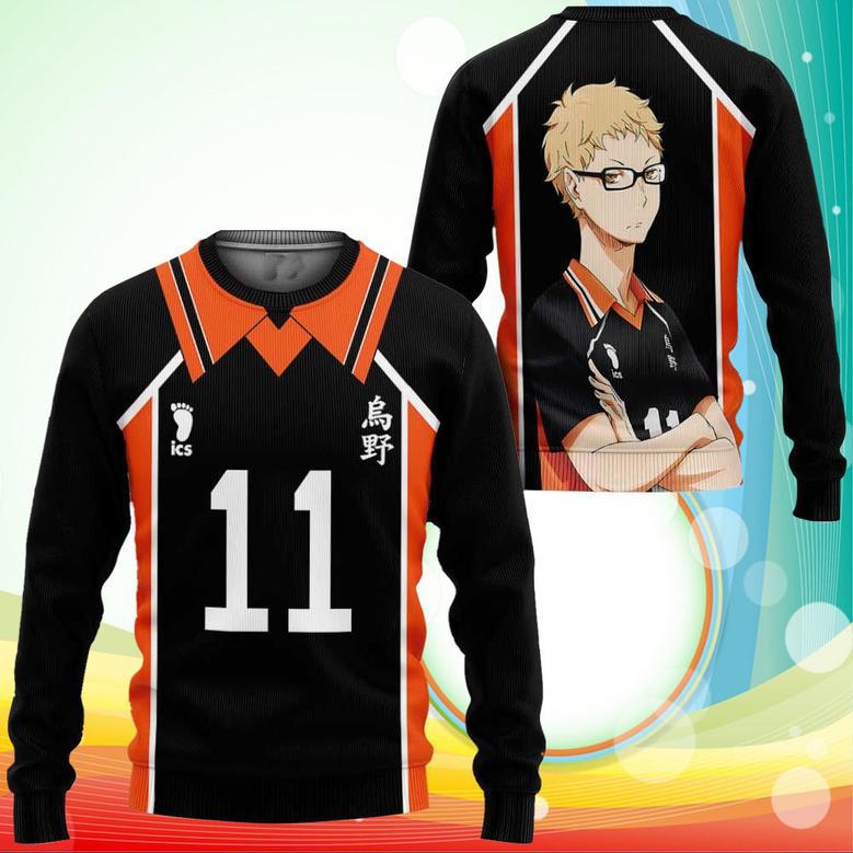 Kei Tsukishima Karasuno Sweatshirt Shirts Haikyuu Anime Costume