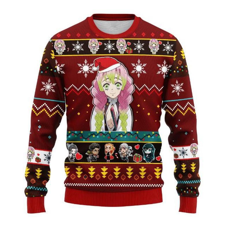 Kimetsu No Yaiba Anime Mitsuri Kanroji Xmas Ugly Wool Knitted Sweater