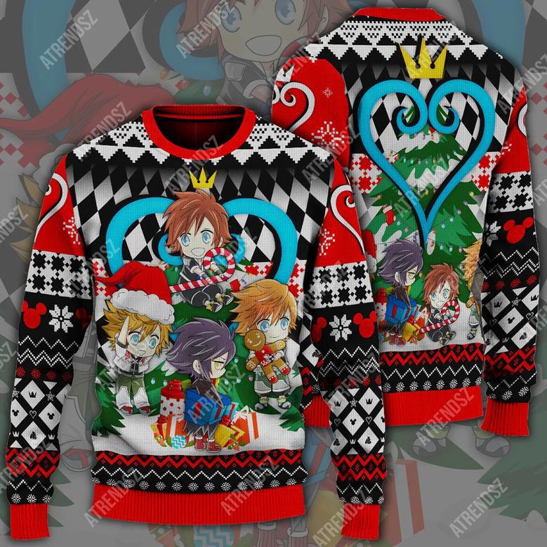 Kingdom Hearts Sweater Sora Roxas Ventus Black Red Ugly Sweater