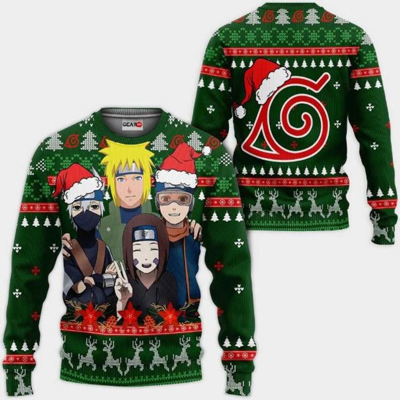 Konoha Team Minato Nrt Anime Xmas Ugly Christmas Knitted Sweater