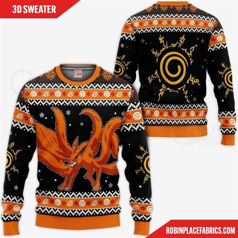 Kurama Nine Tails Ugly Christmas Sweater Naruto Anime Xmas Gift