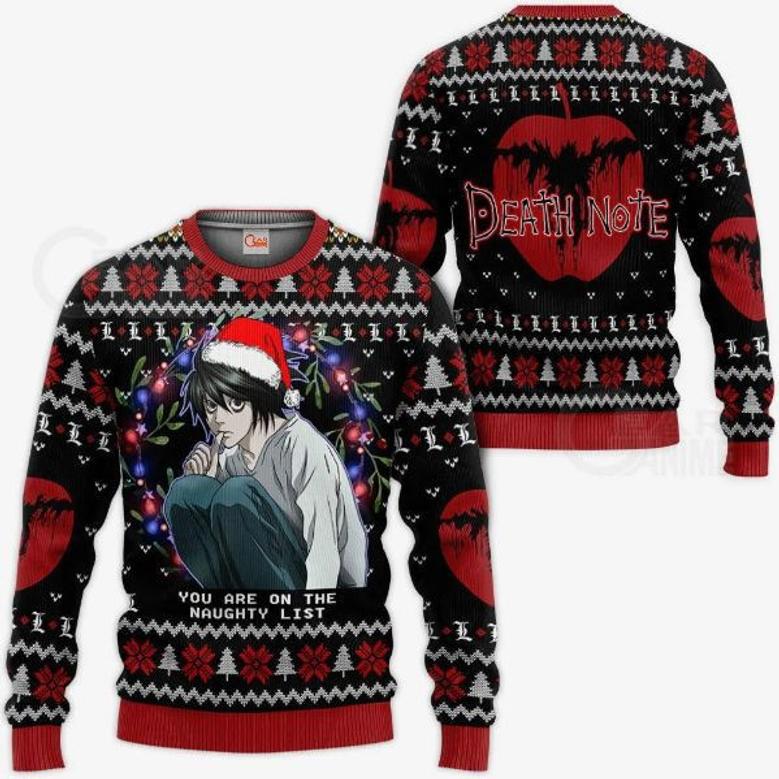 L Lawliet Ugly Christmas Death Note Anime Xmas Knitted Sweater