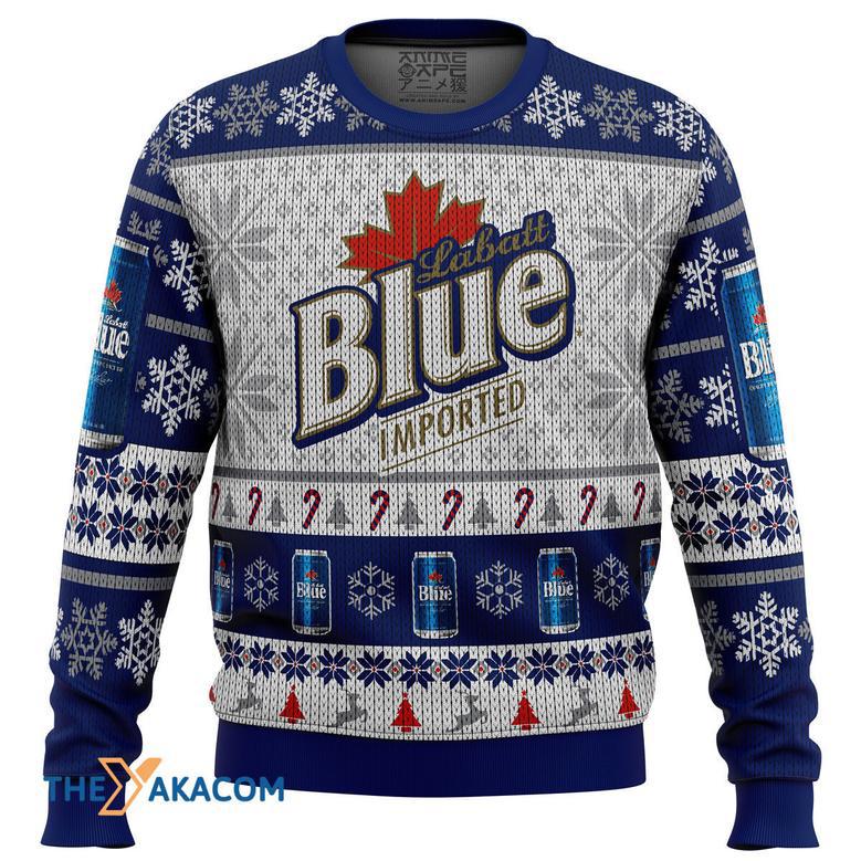 Labatt Blue Gift For Fan Anime Christmas Ugly Sweater