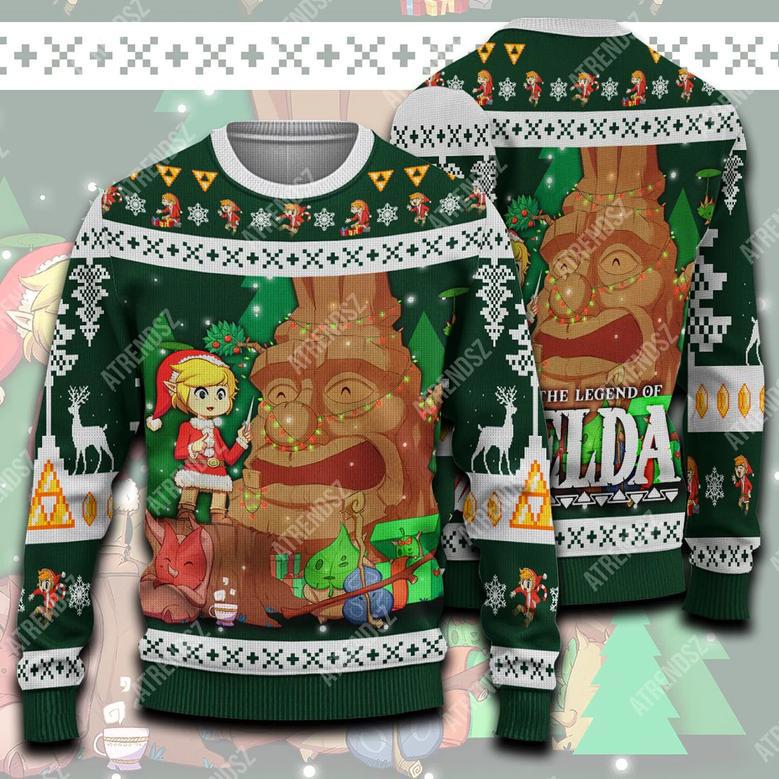 Legend Of Zelda Ugly Sweater Link Under Christmas Deku Tree Sweater