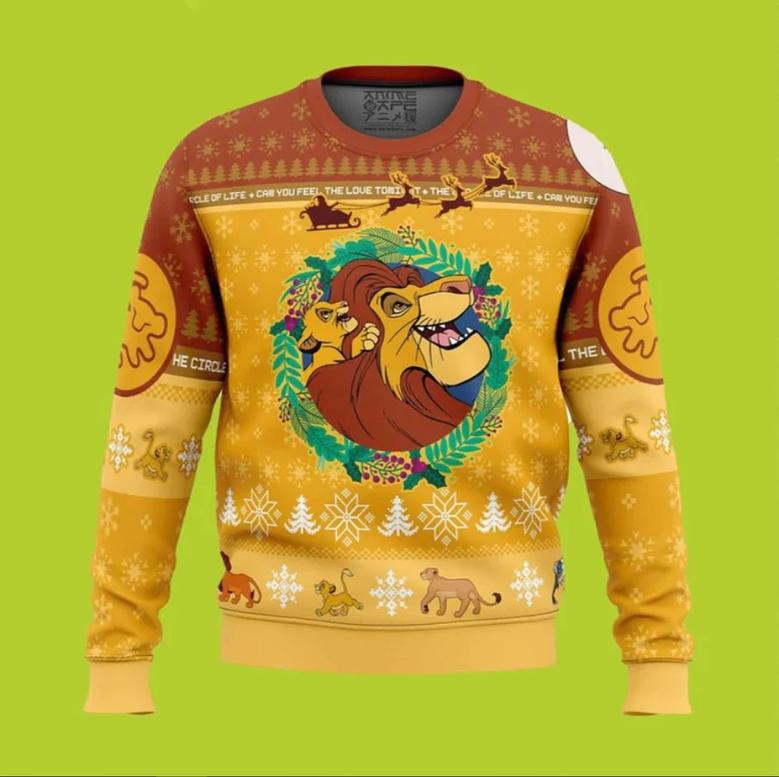 Lion King Yellow Christmas Ugly Wool Sweater Christmas Gift For Kid Adult