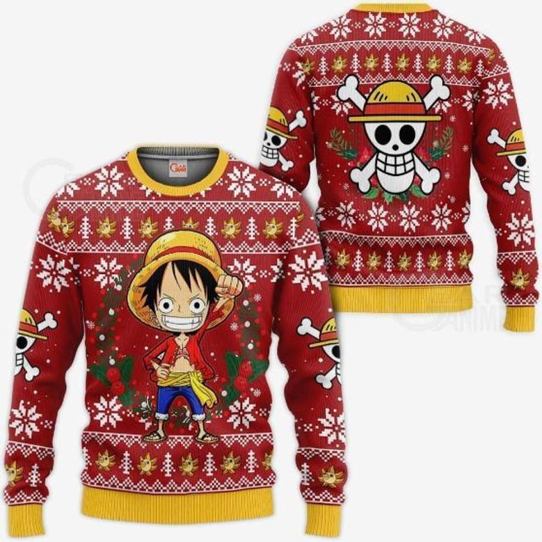 Luffy One Piece Anime Xmas Ugly Christmas Knitted Sweater