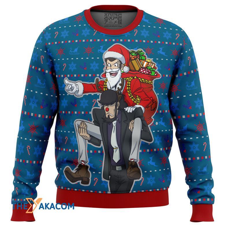 Lupin the Run Run Rudolph Gift For Fan Anime Christmas Ugly Sweater