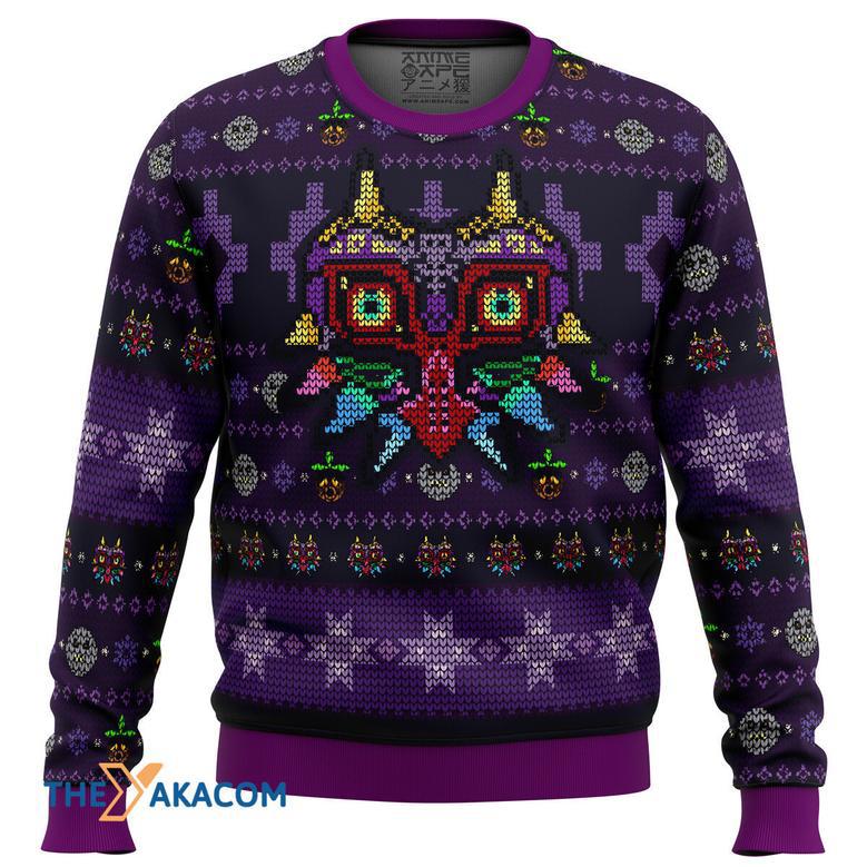 Majoras Mask Seamless Pattern Legend of Zelda Gift For Fan Anime Christmas Ugly Sweater