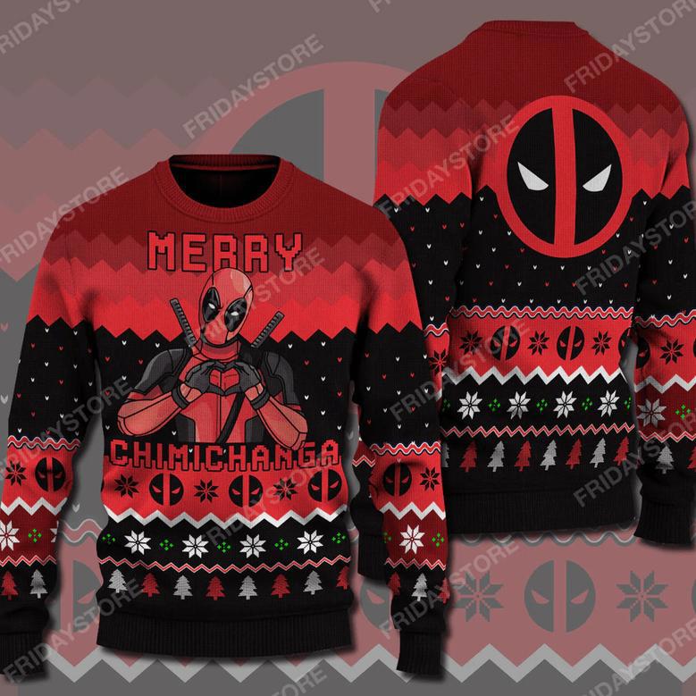 Marvel Ugly Sweater DeadPool Merry Chimichanga Funny Christmas Sweater