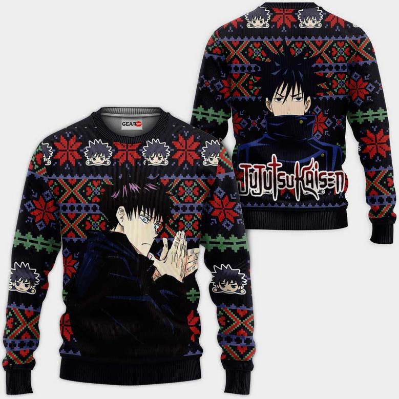 Megumi Fushiguro Ugly Christmas Sweater Custom Anime Jujutsu Kaisen Xmas Gifts