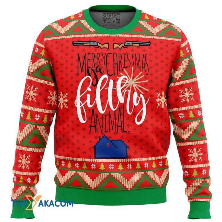 Merry Christmas Ya Filthy Animal Gift For Fan Anime Christmas Ugly Sweater