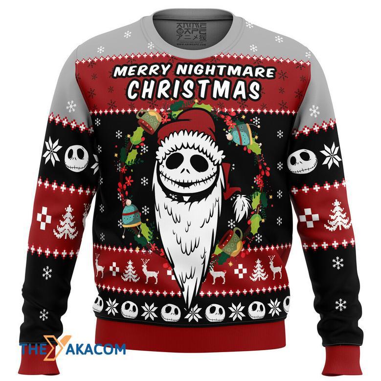 Merry Nightmare The Nightmare Before Christmas Gift For Fan Anime Christmas Ugly Sweater