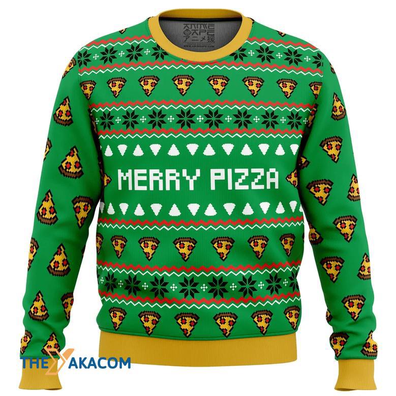 Merry Pizza Gift For Fan Anime Christmas Ugly Sweater