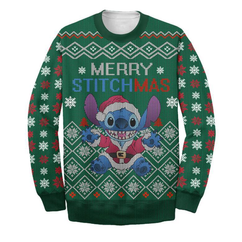 Merry STITCHMAS Stitch DN Christmas Ugly Wool Sweater Christmas Gift For Kid Adult